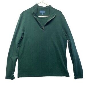 Fairlane Modal Pima Baby Alpaca Men's Green Quarter Zip Sweater Size Large